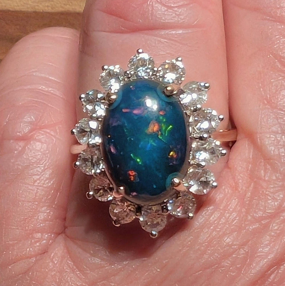 10K Gold Miami Blue Opal - Picture 5 of 7